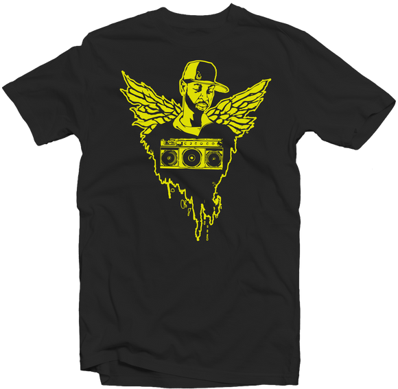 Black Men's Fatbol Tee featuring J Dilla Foreva Gold Print - fatbol