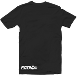 Men's Black Fatbol Crew Neck Tee "Classic Flame" - White Print - fatbol