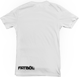 Men's White Fatbol Crew Neck Tee "Classic Flame" - Black print - fatbol