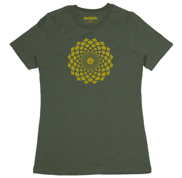 Gold Lotus Crew Tee - Army