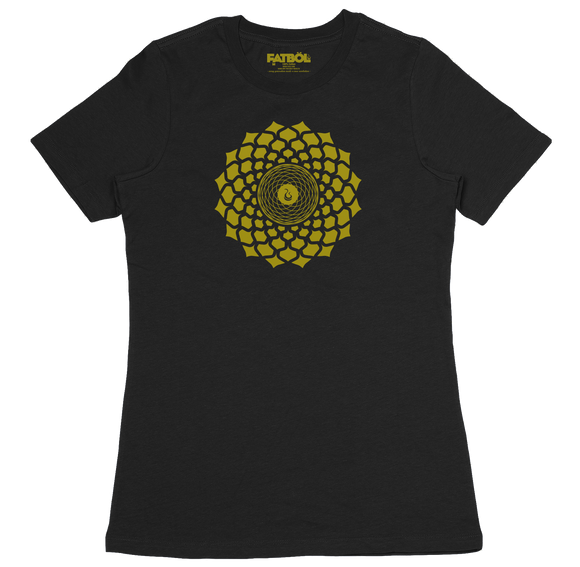 Gold Lotus Crew Tee - Black